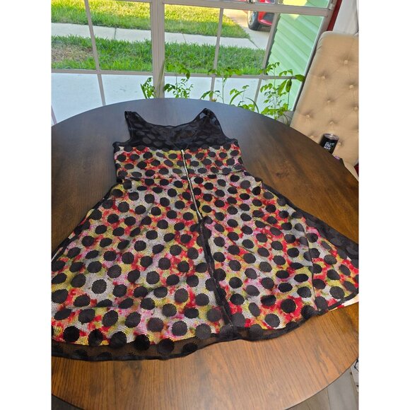 Betsey Johnson Polka Dot Illusion Skater Dress Floral - Picture 8 of 16